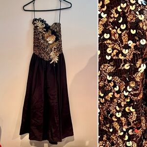 Vintage 1980s Strapless Sequin Cocktail Dress